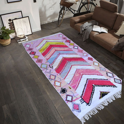 Tapis Berbère authentique Rose BOUCHAROUETTE