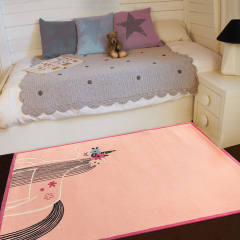 Tapis Chambre fille Rose Licorne UNICORNE