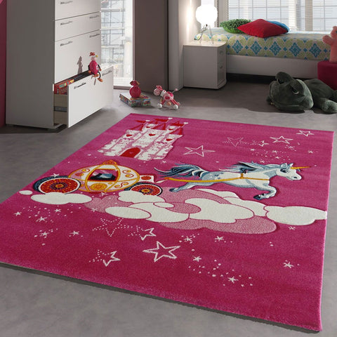 Tapis Rose pour chambre fille LICORNE