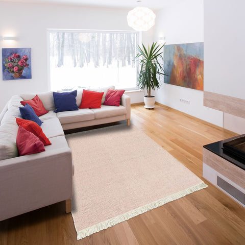 Tapis Rose uni kilim en laine tissé main CRAFT