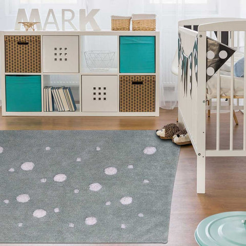 Tapis de Chambre pour enfant gris en coton RONDA