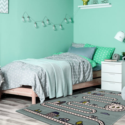 Tapis de chambre pour enfant bleu route CIRCLEROAD