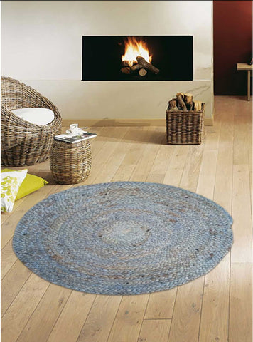 Tapis Rond Gris kilim tissé main en Jute JT SUNNY DAY
