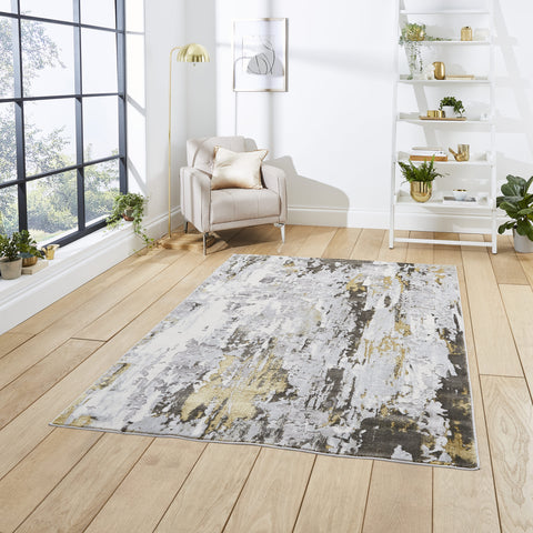 Tapis Gris/Or design Abstrait Apollo GR580