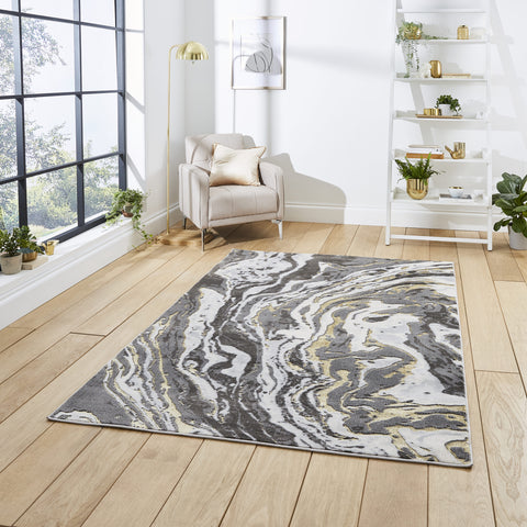 Tapis Gris/Or Moderne Apollo GR584