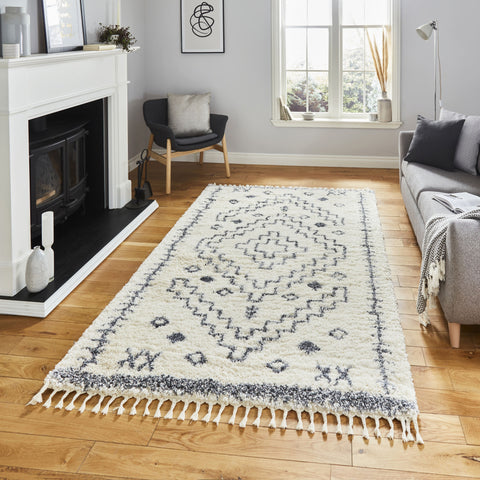 Tapis Shaggy Blanc Berbère Aspen 1537