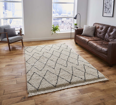 Tapis Berbère Beige Shaggy BOHO 8280