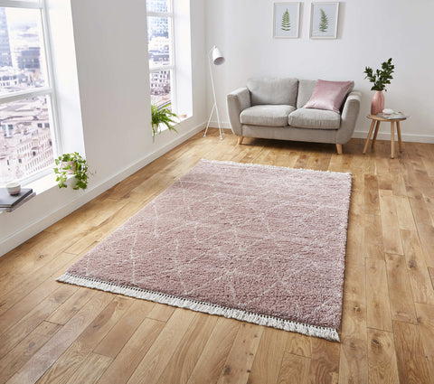 Tapis Berbère Rose Shaggy BOHO 8280