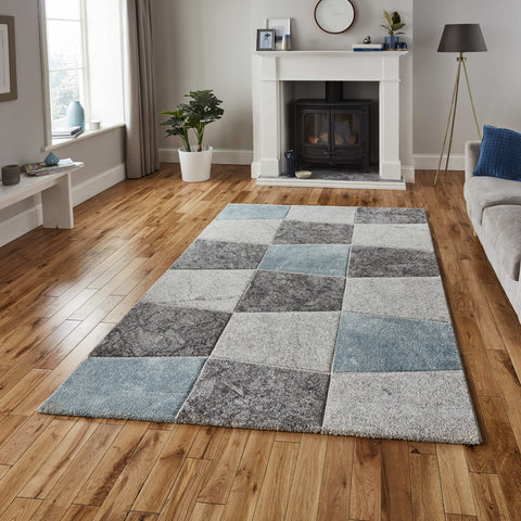 Tapis Bleu style Patchwork BROOKLYN 22192