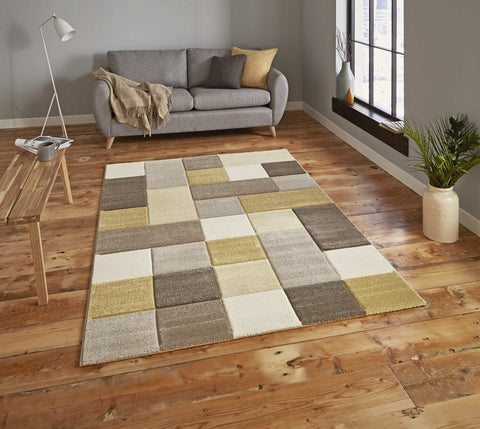 Tapis Jaune effet Patchwork BROOKLYN 646