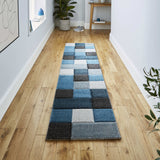 Tapis Bleu effet Patchwork BROOKLYN 646