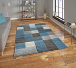 Tapis Bleu effet Patchwork BROOKLYN 646