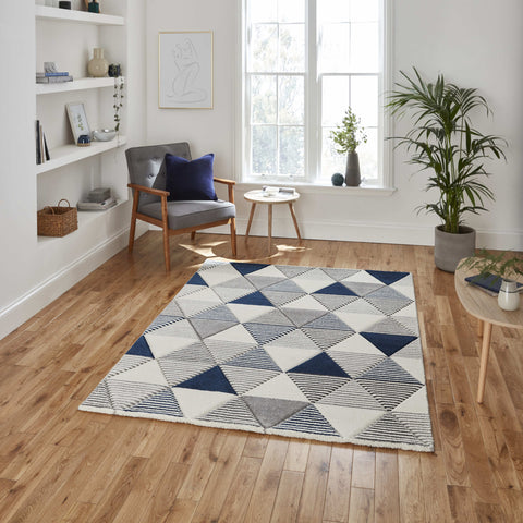 Tapis Graphique Bleu foncé style Moderne Brooklyn BRK15