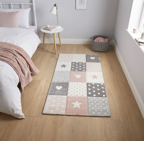 Tapis de Chambre Fille Rose Graphique BROOKLYN KIDS 20339