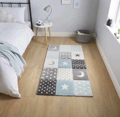 Tapis de Chambre Garçon Bleu Graphique BROOKLYN KIDS 20340