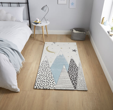 Tapis de Chambre Bleu Bébé Graphique Brooklyn Kids 22707