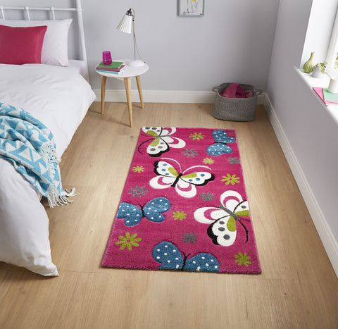 Tapis de Chambre Rose pour Fille Papillons Brooklyn Kids 772