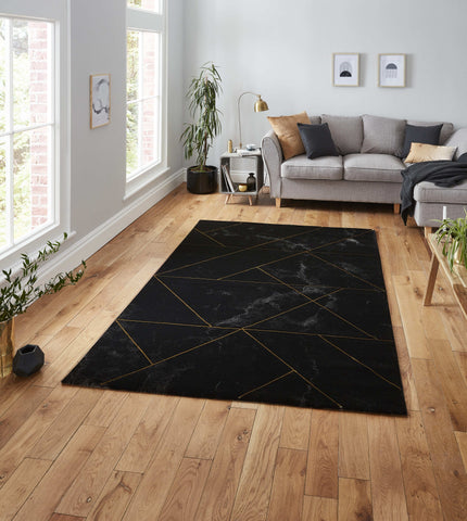 Tapis Scandinave Noir et Or de Salon Craft 23299