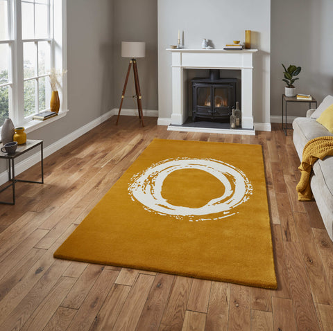 Tapis Jaune design abstrait en laine ELEMENTS EL1095