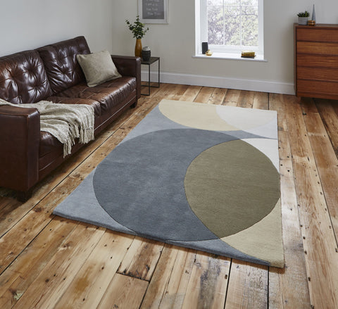 Tapis design gris contemporain en laine Elements EL43