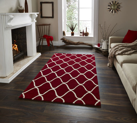 Tapis Rouge en Laine tissé main Graphique ELEMENTS EL65