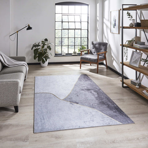 Tapis de Salon Gris Moderne tissé plat Force K7279