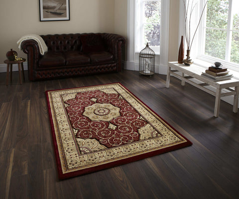 Tapis Oriental Rouge lavable en machine HERITAGE