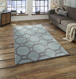 Tapis Graphique bleu et gris acrylique HONG KONG 4338