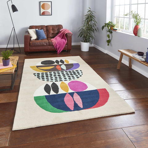 Tapis de salon multicolore contemporain en laine INALUXE IX11