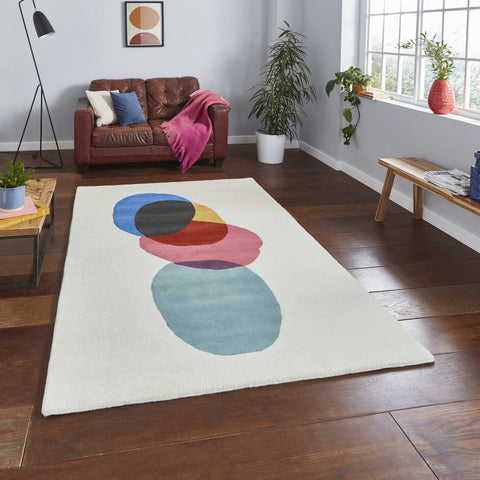 Tapis multicolore de salon design en laine INALUXE IX12