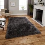 Tapis Gris foncé Uni shaggy poil long en acrylique MONTANA