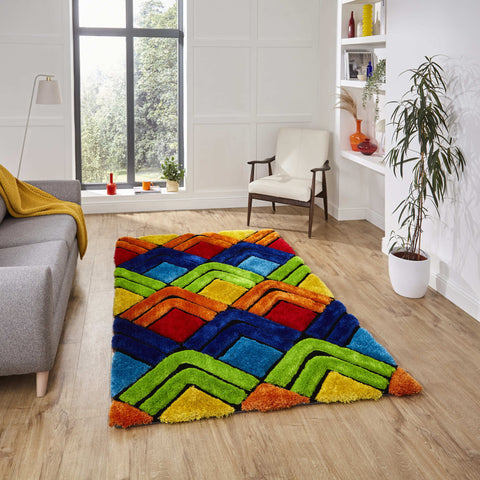 Tapis Shaggy multicolore formes géométriques NOBLE HOUSE 8199