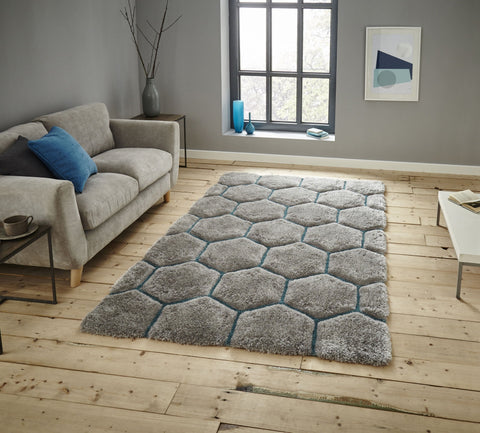 Tapis gris moderne shaggy en acrylique NOBLE HOUSE NH30782