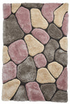 Tapis Acrylique fait main rose et gris graphique NH5858