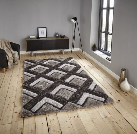 Tapis Gris shaggy style graphique NOBLE HOUSE NH8199