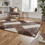 Tapis de Salon Marron et Beige type Shaggy OLYMPIA