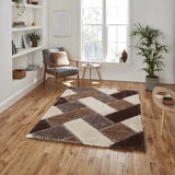 Tapis de Salon Marron et Beige type Shaggy OLYMPIA