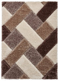 Tapis de Salon Marron et Beige type Shaggy OLYMPIA