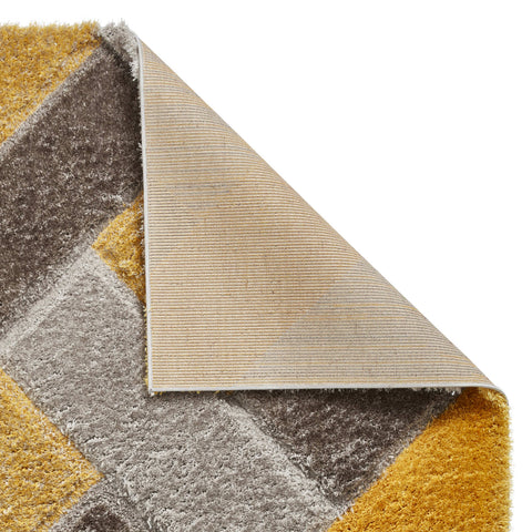 Tapis Jaune et gris pour salon style shaggy OLYMPIA