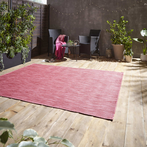 Tapis Extérieur rouge clair uni kilim POP OUTDOORS