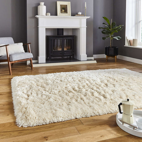 Tapis Shaggy blanc crème uni ultra doux POLAR