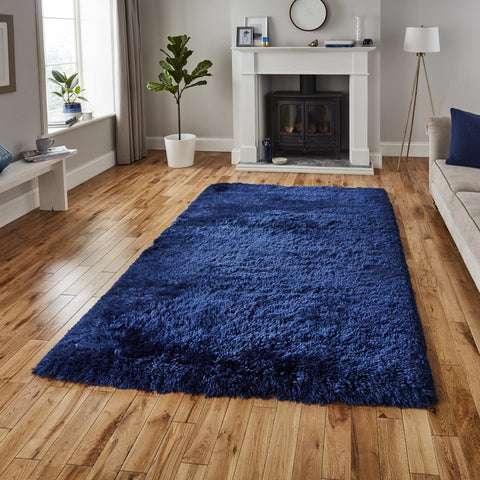 Tapis Shaggy bleu marine uni doux intérieur POLAR