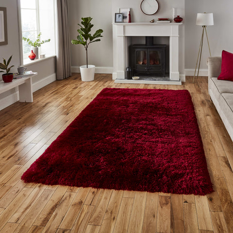 Tapis Shaggy doux rouge bordeaux pour intérieur POLAR