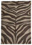 Tapis de salon Marron motif zèbre shaggy PORTOFINO