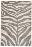 Tapis de salon gris motif zèbre shaggy PORTOFINO