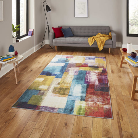 Tapis Design abstrait multicolore en polyester RIO