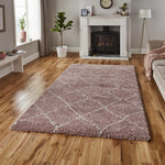 Tapis Shaggy rose motif berbère ROYAL NOMADIC