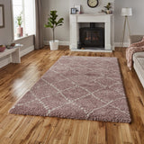 Tapis Shaggy rose motif berbère ROYAL NOMADIC