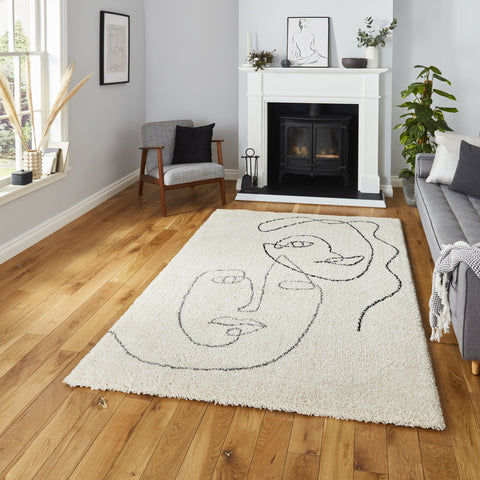 Tapis Contemporain Blanc Design portraits ROYAL NOMADIC