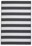 Tapis intérieur extérieur noir et blanc à bandes SANTA MONICA